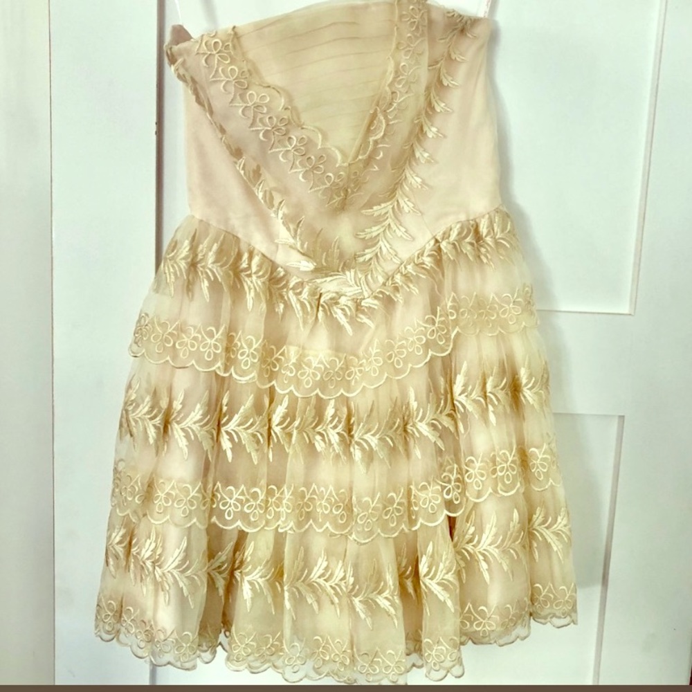 Betsey Johnson Champagne Frill party dress.